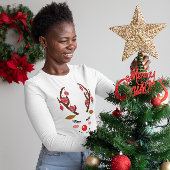 Kerstkat Humbug Santa Hat Vrouwen Lange Mouw T-shirt