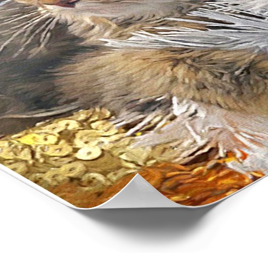 kerstkat impressionisme poster (Hoek)