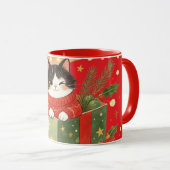 Kerstkat in cadeaudoos Kerstmug Mok (Voorkant rechts)