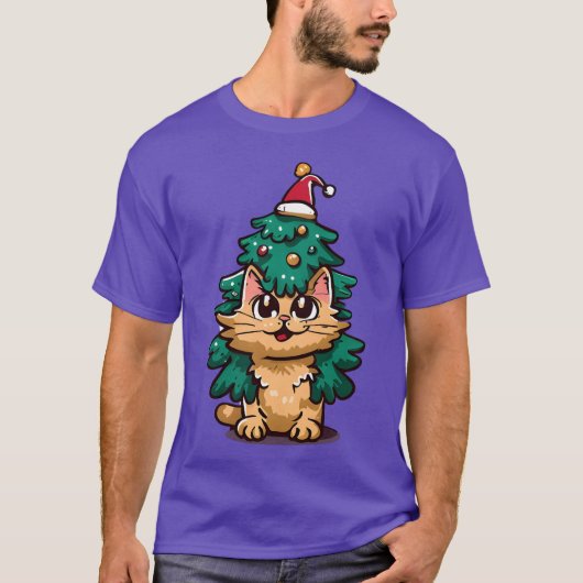 Kerstkat in de kerstboom vintage t-shirt (Voorkant)