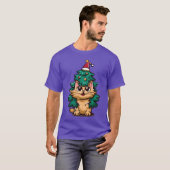 Kerstkat in de kerstboom vintage t-shirt (Voorkant volledig)
