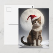 Kerstkat in de nacht briefkaart (Voorkant / Achterkant)