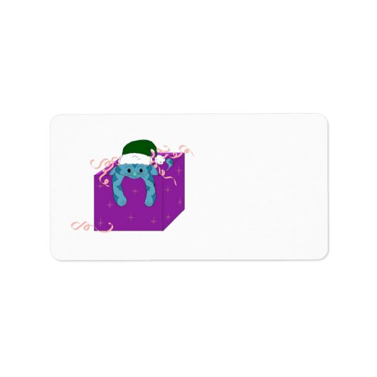 Kerstkat in een Doos Etiket (Voorkant)