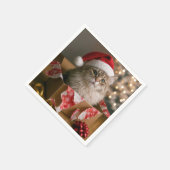 Kerstkat in een doos servet (Hoek)