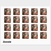 Kerstkat in een doos vierkante sticker (Vel)