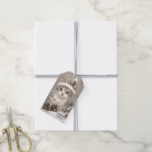 Kerstkat in een knusse omgeving cadeaulabel (Met Touw)