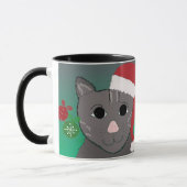 Kerstkat in een Rode Kerstman Hoed Mok (Links)