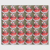 Kerstkat in het gezichtsmasker cadeaupapier (Vlak)