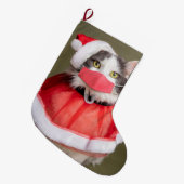 Kerstkat in het gezichtsmasker grote kerstsok (Voorkant (Hangend))