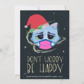 Kerstkat in het gezichtsmasker | Maak je geen zorg Feestdagenkaart (Voorkant)
