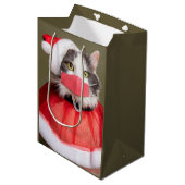 Kerstkat in het gezichtsmasker medium cadeauzakje (Voorkant Gekanteld)