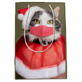Kerstkat in het gezichtsmasker medium cadeauzakje (Voorkant)
