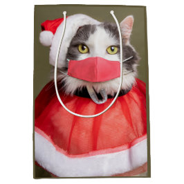 Kerstkat in het gezichtsmasker medium cadeauzakje