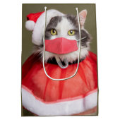 Kerstkat in het gezichtsmasker medium cadeauzakje (Achterkant)