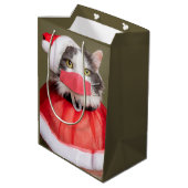 Kerstkat in het gezichtsmasker medium cadeauzakje (Achterkant Gekanteld)