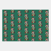 Kerstkat in kerstmanjas trui hoed inpakpapier vel (Voorkant 3)