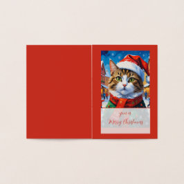 Kerstkat in kerstmuts folie kaarten