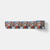 Kerstkat in kerstmuts satijnen lint (Voorkant)