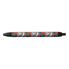Kerstkat in kerstmuts zwarte inkt pen