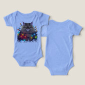 Kerstkat in Kleurrijke Lichtjes Gewikkeld (Ontwerp Voorkant & Achterkant)