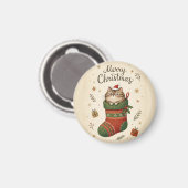 Kerstkat in Kous Magneet (Voorkant / Achterkant)