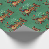 kerstkat in licht cadeaupapier (Hoek)