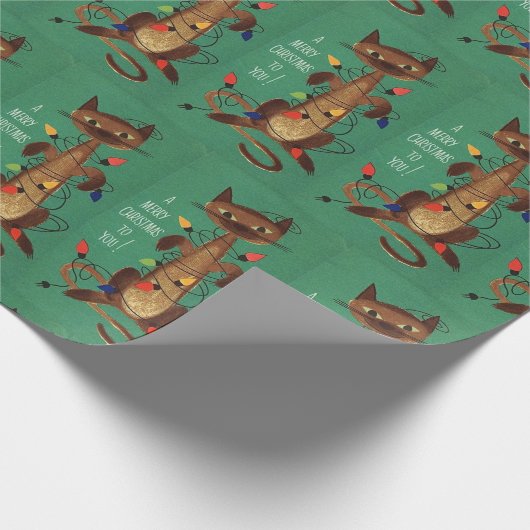  kerstkat in licht cadeaupapier (Hoek)