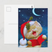 Kerstkat in nacht Vakantie Kaart (Voorkant / Achterkant)
