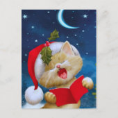 Kerstkat in nacht Vakantie Kaart (Voorkant)