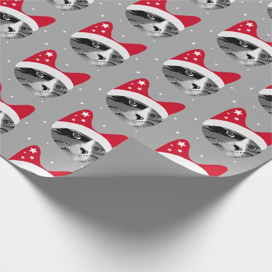 Kerstkat in Santa Hat Cadeaupapier (Hoek)