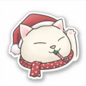 Kerstkat in Santa Hat met sjaal Sticker (Voorkant)