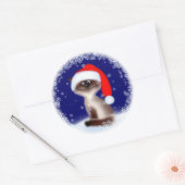 Kerstkat in Santa Hat Ronde Sticker (Envelop)