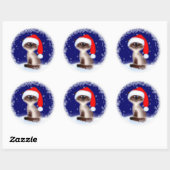 Kerstkat in Santa Hat Ronde Sticker (Vel)