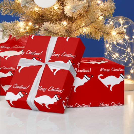 Kerstkat inpakpapier | witte kat (Feestdagen)