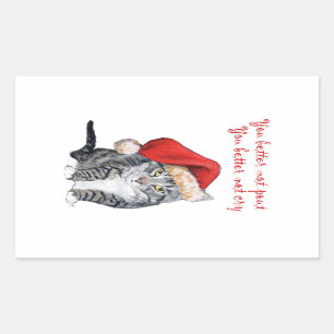 Kerstkat - Je moet niet mokken! Rechthoekige Sticker