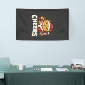 Kerstkat juicht over drankgebruik tijdens de feest spandoek (Beurs)