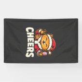Kerstkat juicht over drankgebruik tijdens de feest spandoek (Horizontaal)