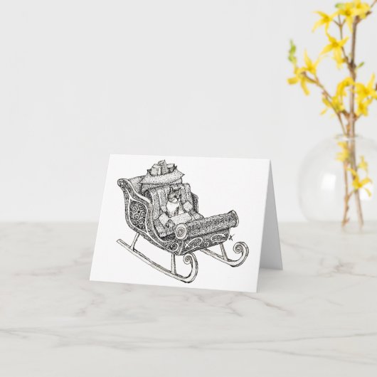 kerstkat kaart (Gele Bloem)