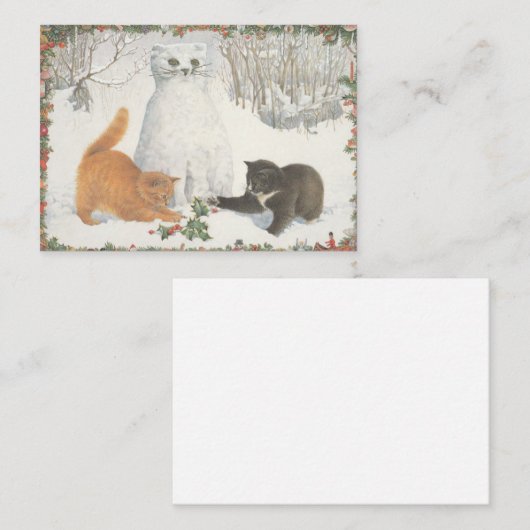 kerstkat-Kaart Notitiekaartje (Voorkant / Achterkant)