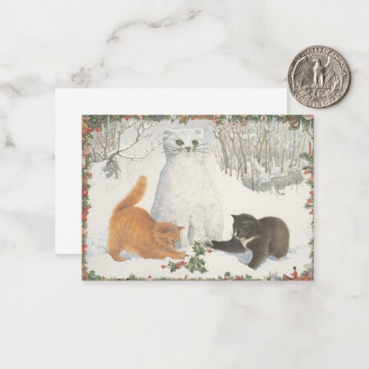 kerstkat-Kaart Notitiekaartje (Voorkant / Achterkant in situ)