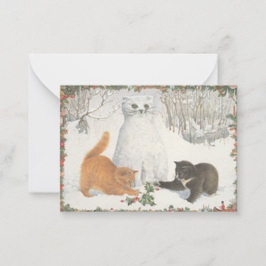 kerstkat-Kaart Notitiekaartje (Voorkant)