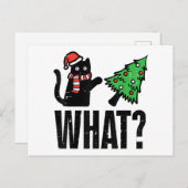 Kerstkat kantelt Kerstboom Grappig Feestdagenkaart (Voorkant / Achterkant)