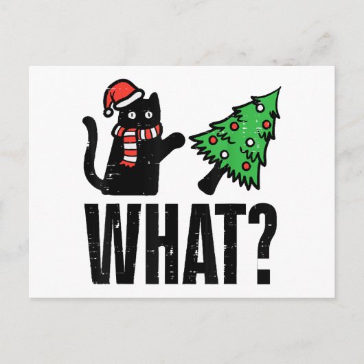 Kerstkat kantelt Kerstboom Grappig Feestdagenkaart (Voorkant)