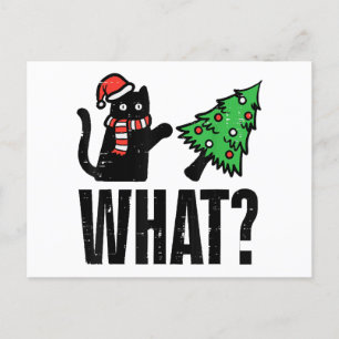 Kerstkat kantelt Kerstmis Boom Grappig Feestdagenkaart