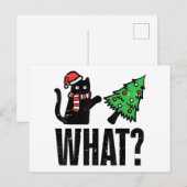 Kerstkat kantelt Kerstmis Boom Grappig Feestdagenkaart (Voorkant / Achterkant)