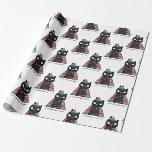 kerstkat Kat wrapper Cadeaupapier (Uitgerold)