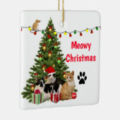 Kerstkat/kattenbroodfeestdag Keramisch Ornament (Rechts)