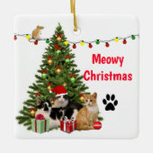 Kerstkat/kattenbroodfeestdag Keramisch Ornament (Voorkant)