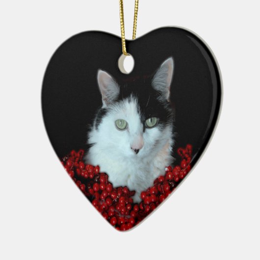 kerstkat keramisch ornament (Links)