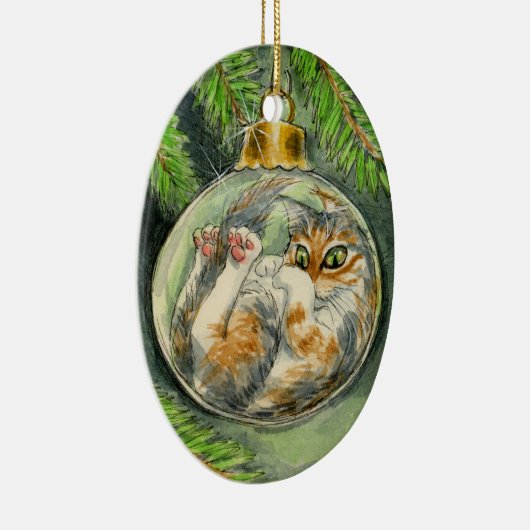 kerstkat keramisch ornament (Rechts)